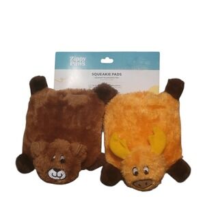 Zippy Paws Squeakie Pads Dog Toy 2 Pack Bear Moose Plush Squeaky